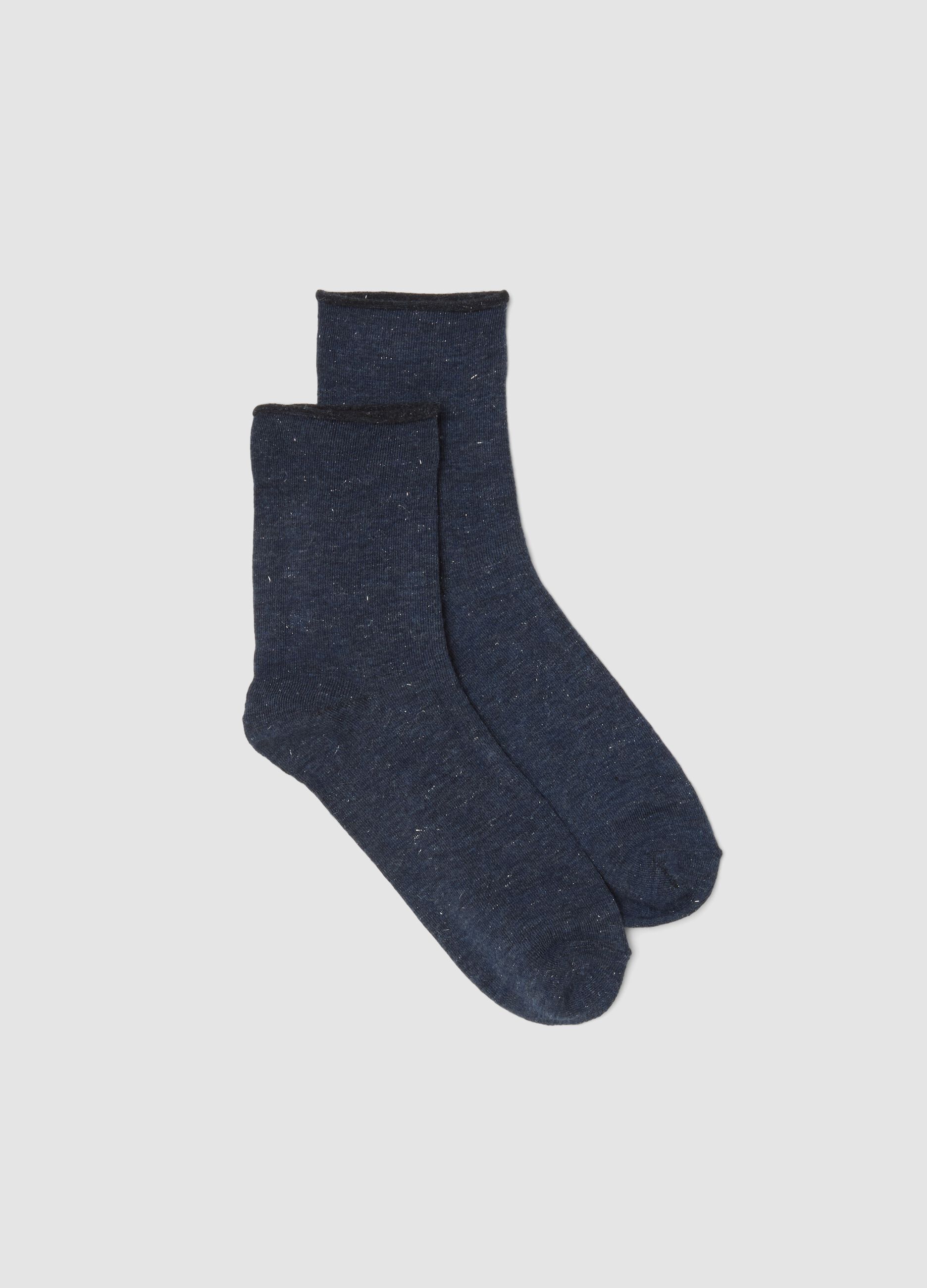 Calzini blu melange in viscosa elasticizzata