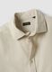 Beige ribbed pure cotton shirt with classic collar, regular fit_2