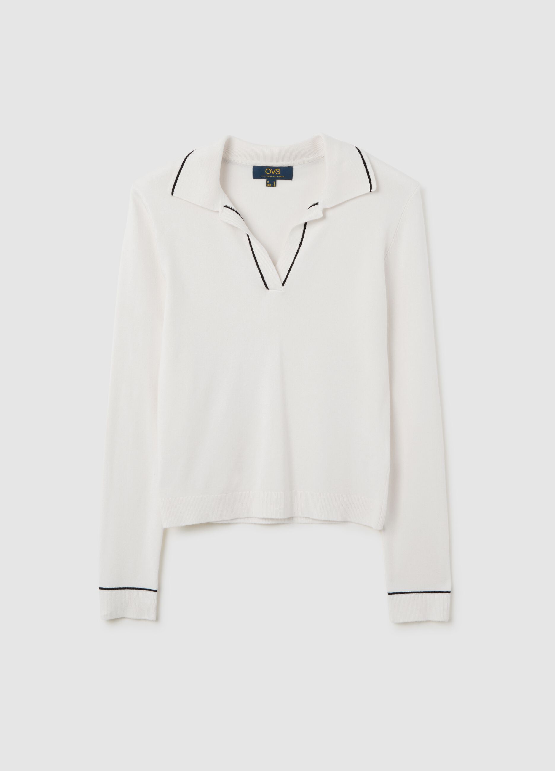 White Polo Sweater in Viscose Blend