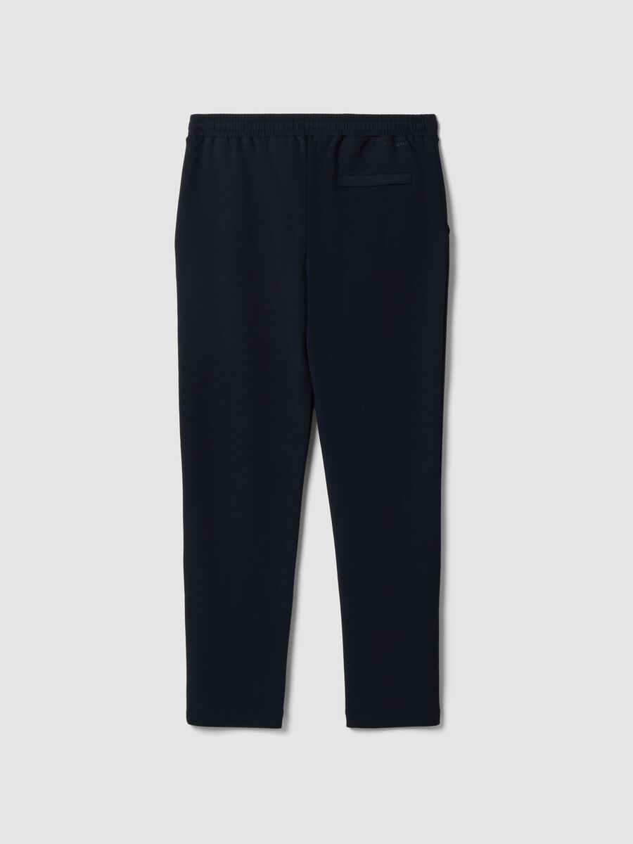 Blue regular-fit stretch cotton trousers_2