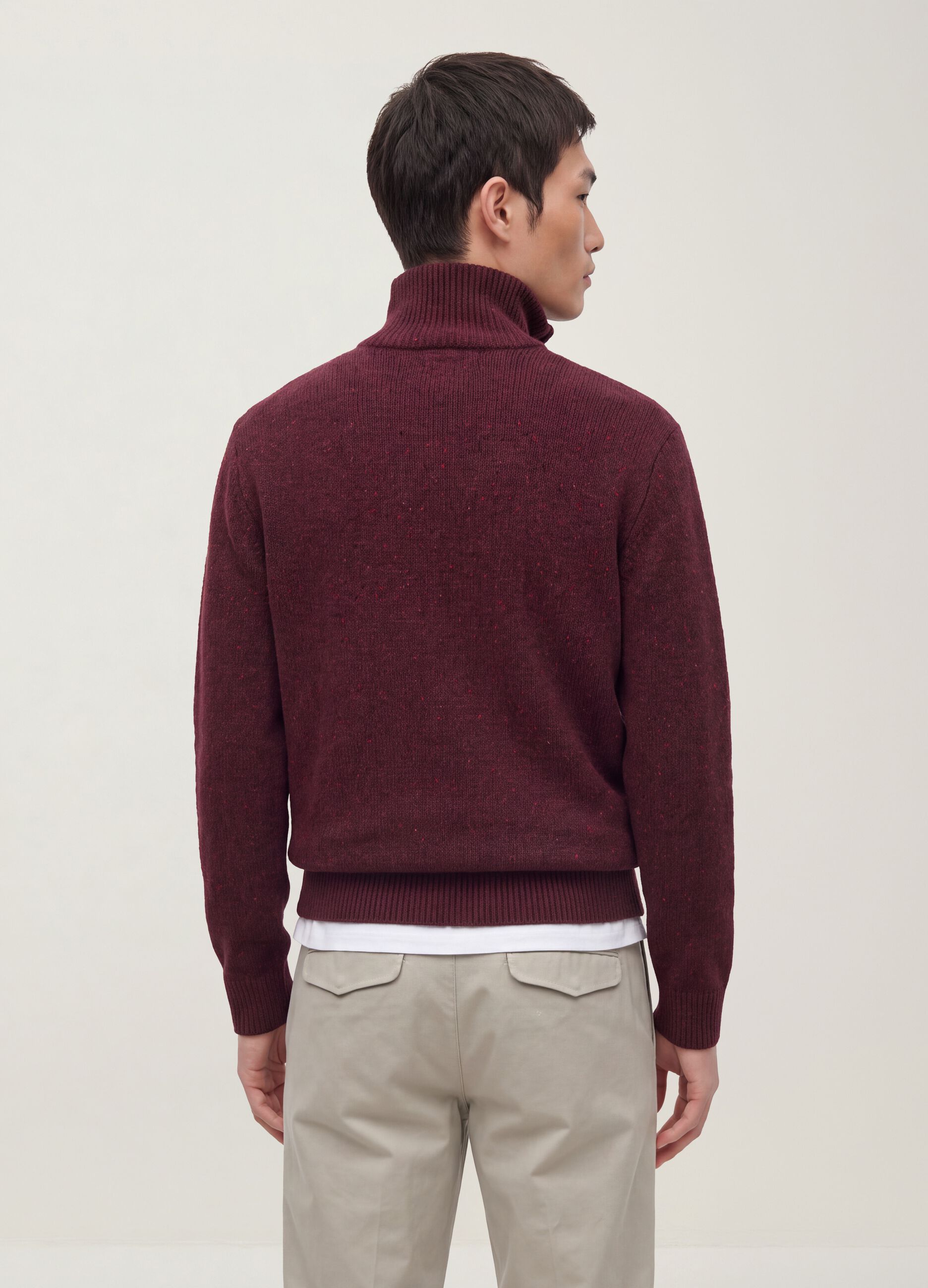 Maglia rossa Half zip in misto cotone e lana