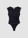 Body nero in tessuto elasticizzato con arricciature regular fit_4