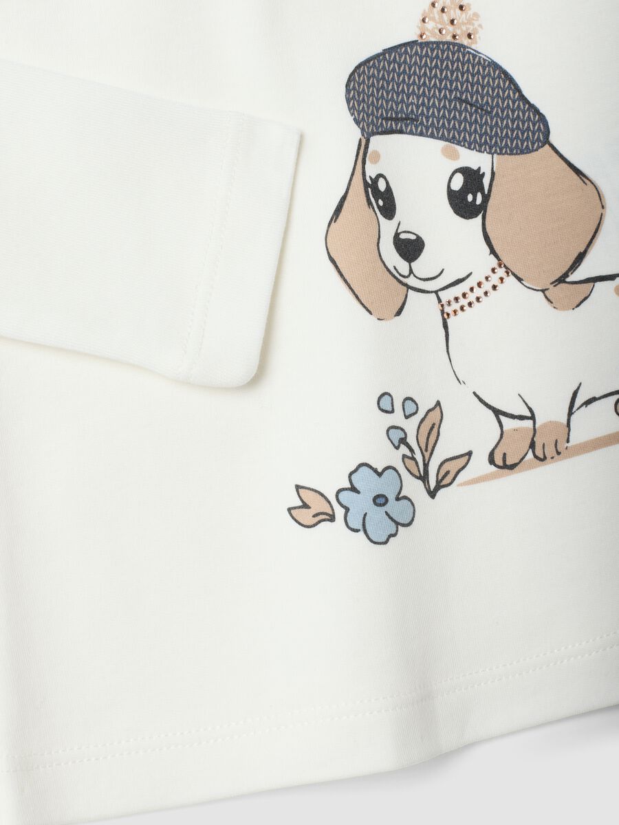 White pure organic cotton high-neck printed T-shirt_2