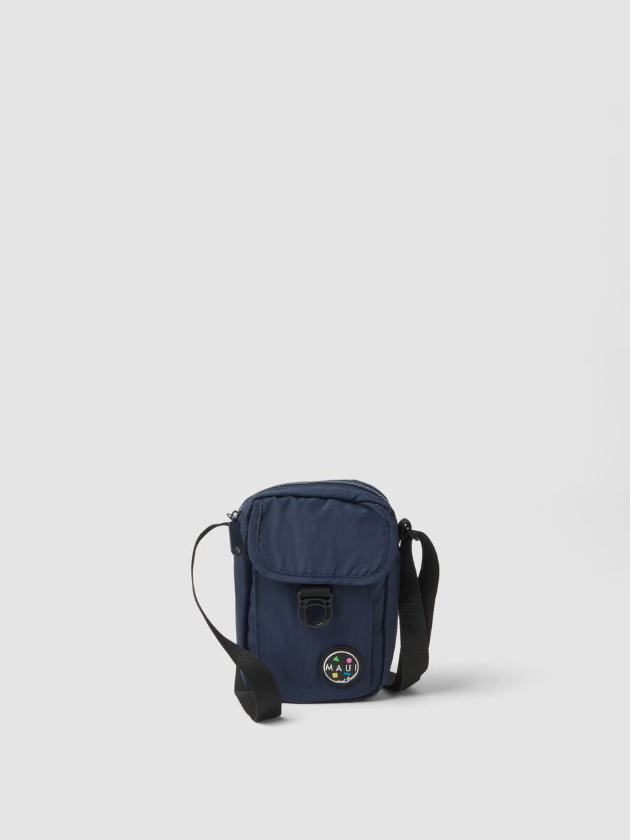 Blue crossbody bag with zip fastening and adjustable strap_0