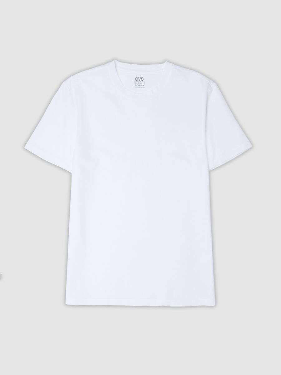 White mercerised pure cotton crew-neck T-shirt_0