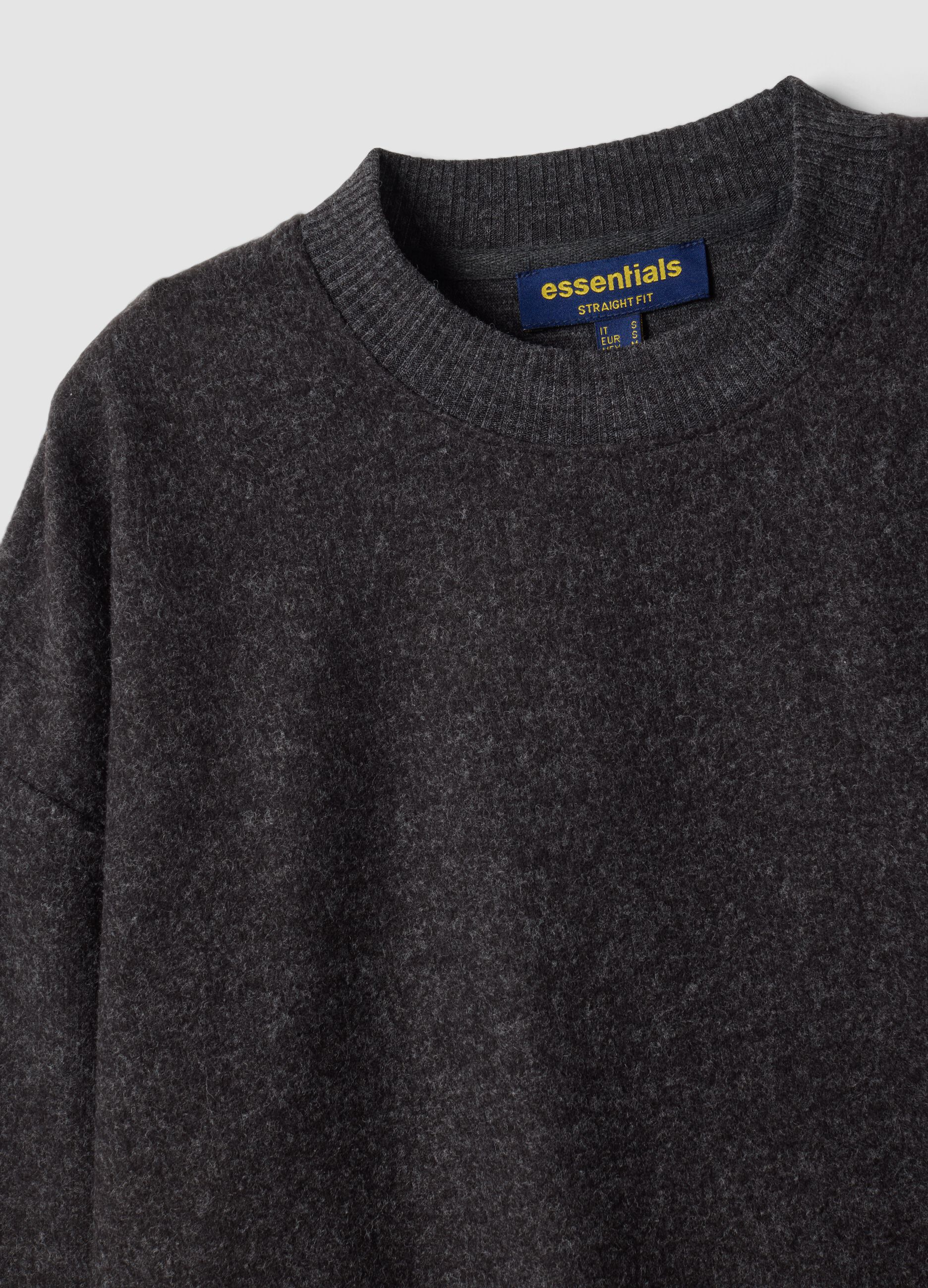 Grey viscose-blend crew-neck jumper, regular fit