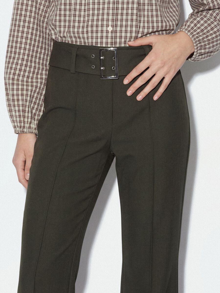Pantaloni verdi in viscosa elasticizzata slim fit_2