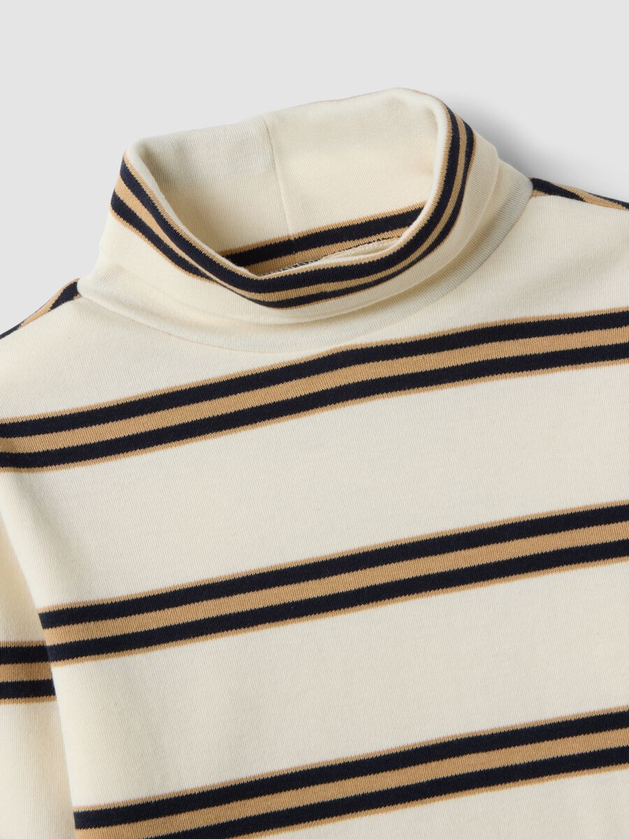 Beige striped organic cotton roll-neck jumper_3