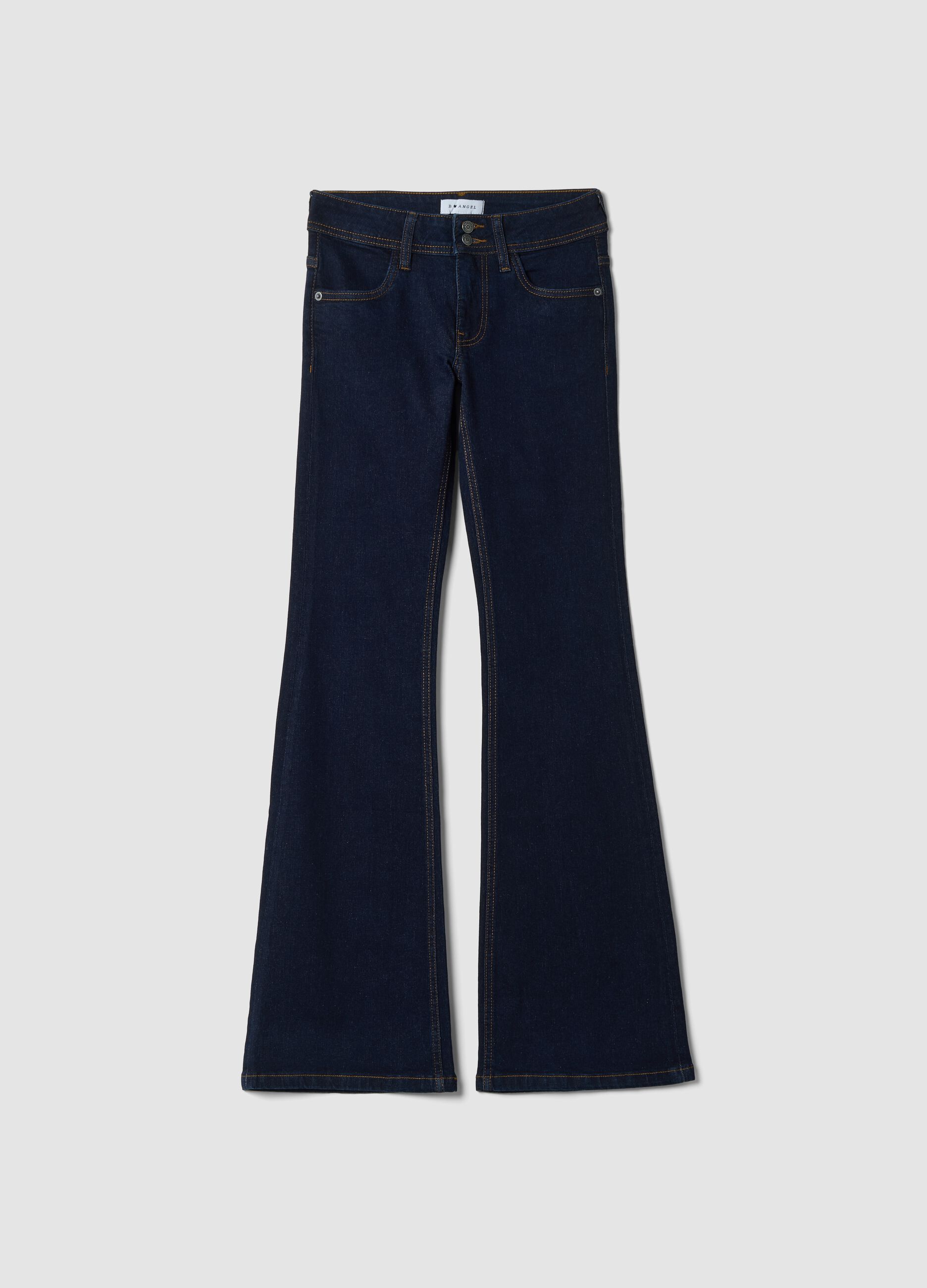 Blue flared stretch-cotton jeans