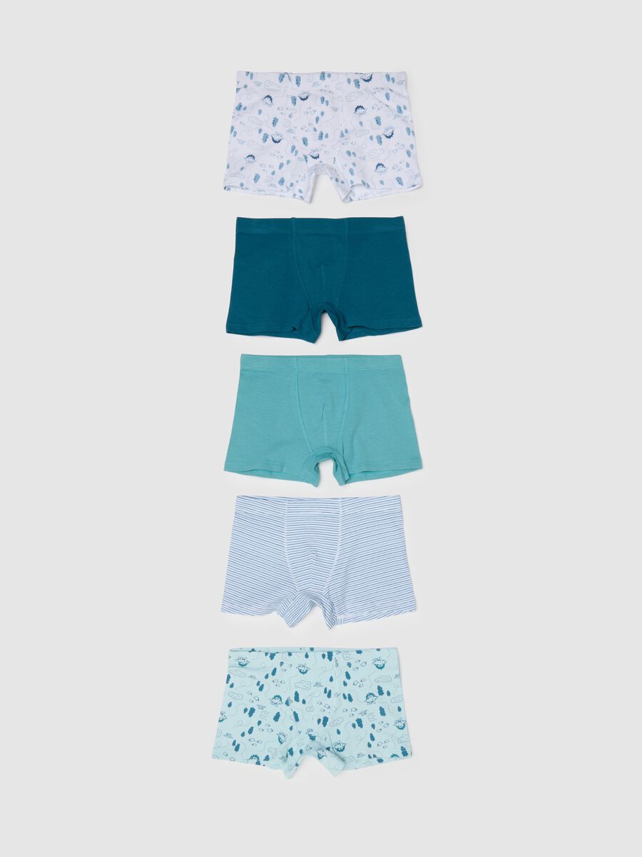 Multipack of five multicoloured stretch cotton boxers_0