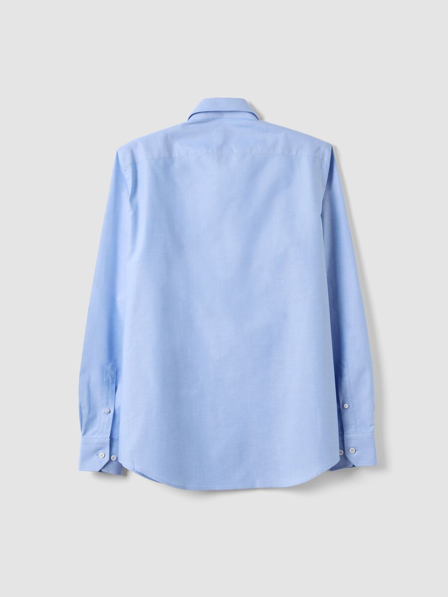 Light blue pure cotton Oxford shirt with French collar, slim fit_1