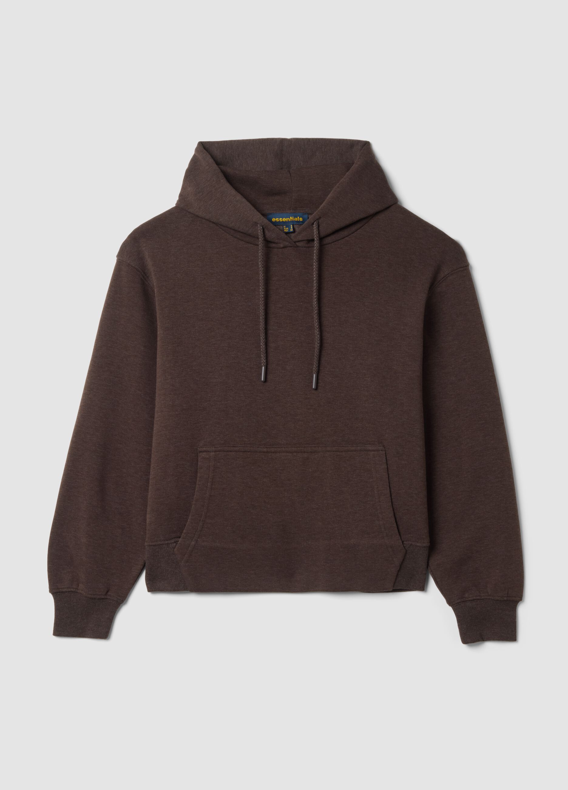 Brown cotton-blend fleece hoodie in a regular fit
