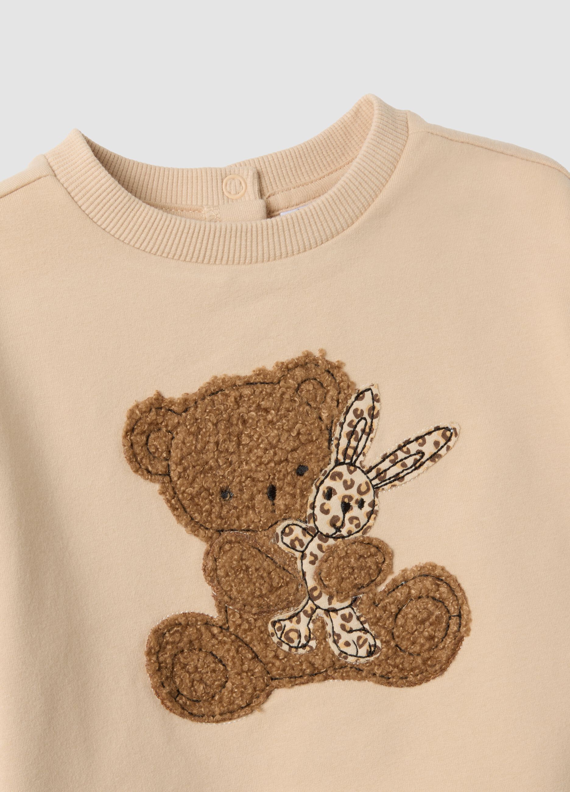 Felpa marrone in cotone elasticizzato con girocollo