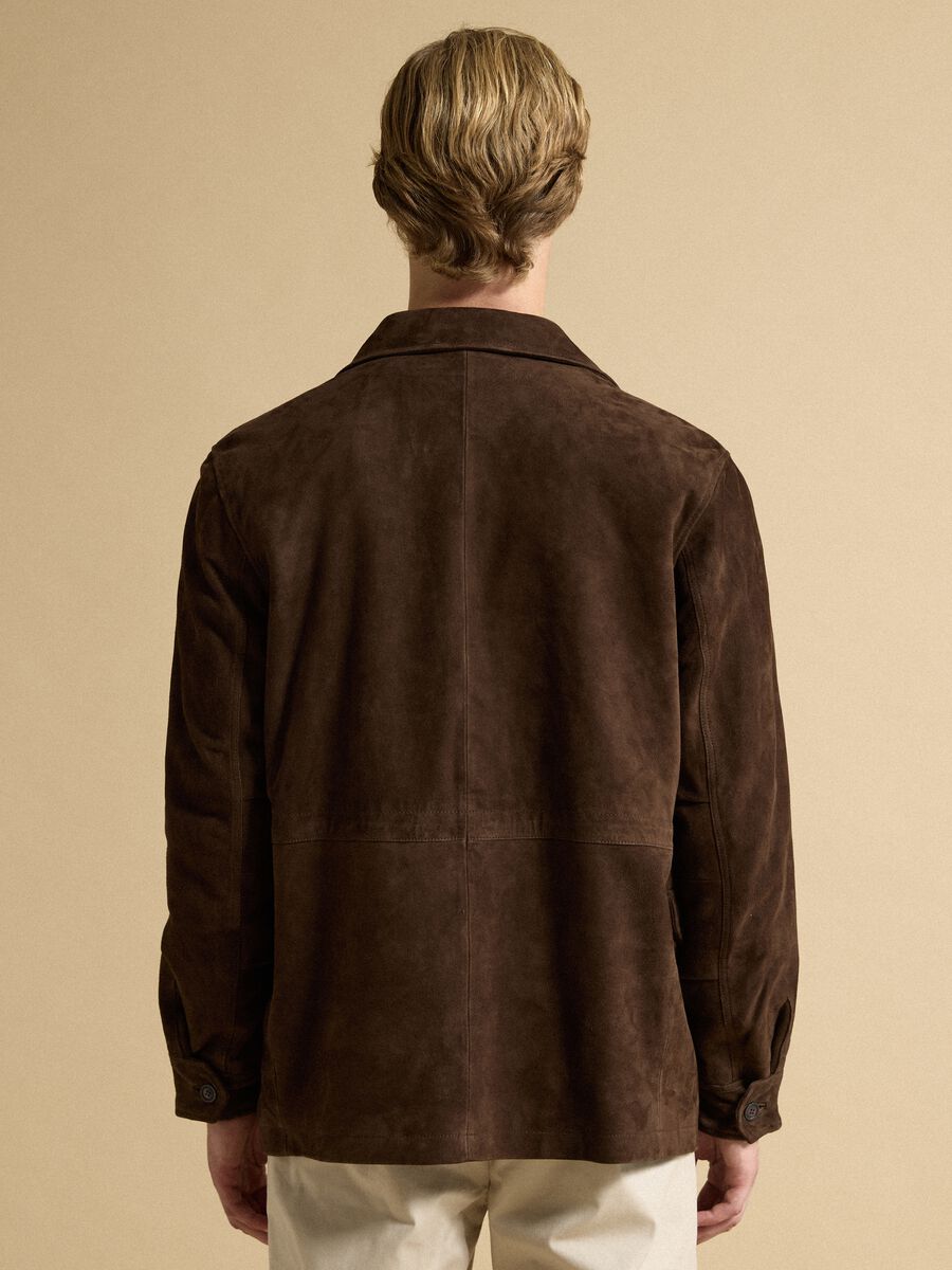 Brown padded genuine leather jacket_4