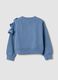 Blue pure cotton sweatshirt with ruffles and crew neck_1