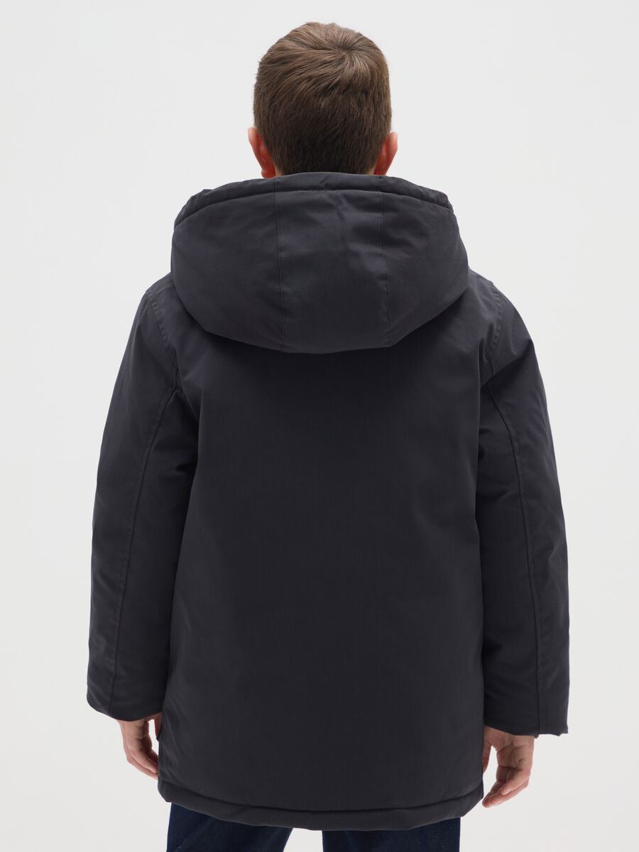 Black padded jacket with hood for boys regular fit_1