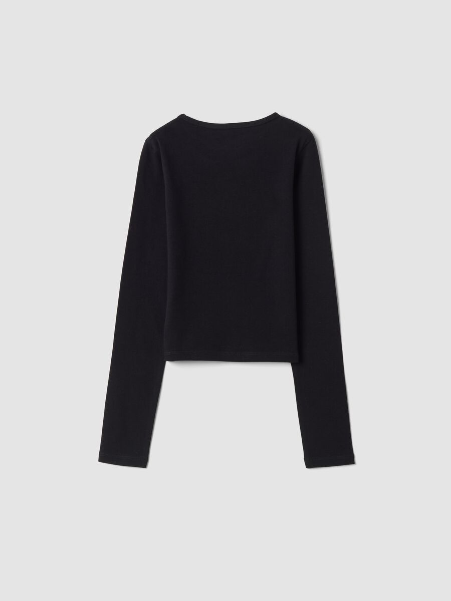 Black slim-fit crew-neck T-shirt in stretch organic cotton jersey_1
