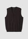 Brown pure merino wool V-neck gilet_0