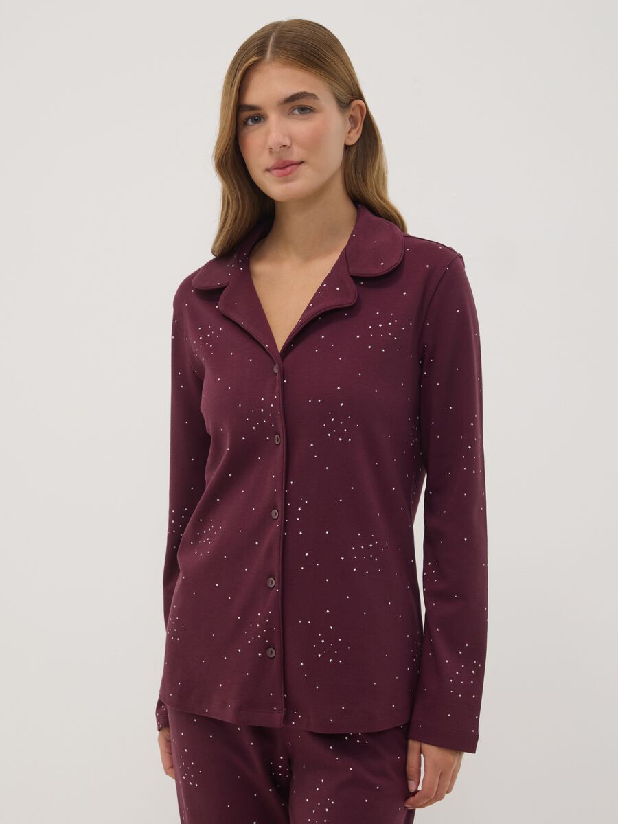 Purple pure cotton crew-neck pyjamas_1