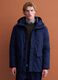 Parka imbottito lungo blu navy con cappuccio_0