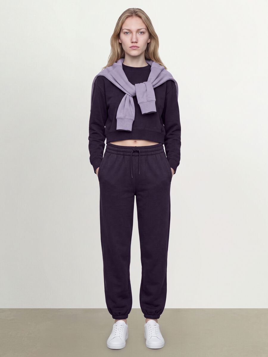 Purple cotton-blend crew-neck sweatshirt, regular fit_2