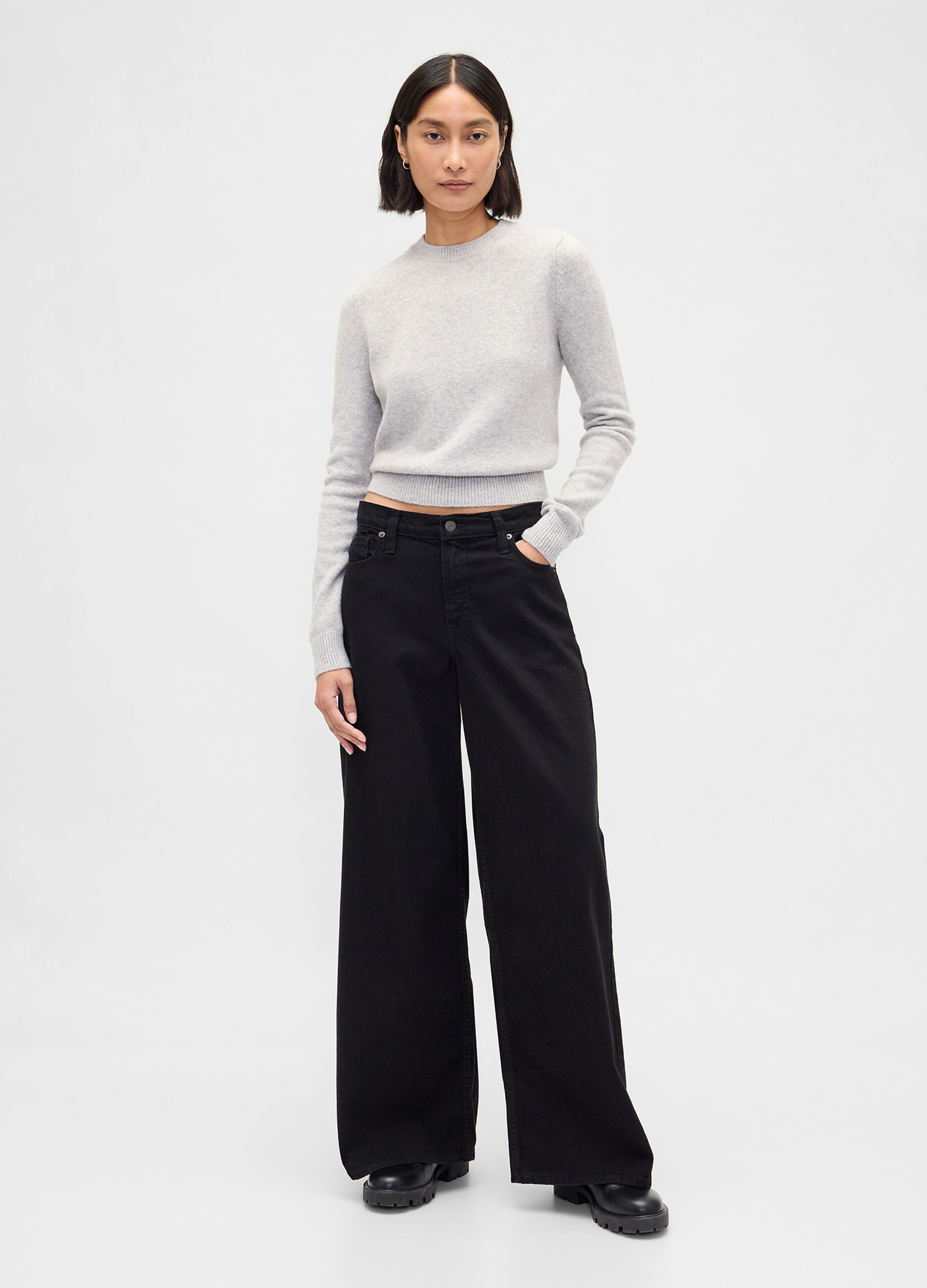 Grey cotton blend jumper