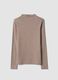 T-shirt beige in viscosa elasticizzata con girocollo_4