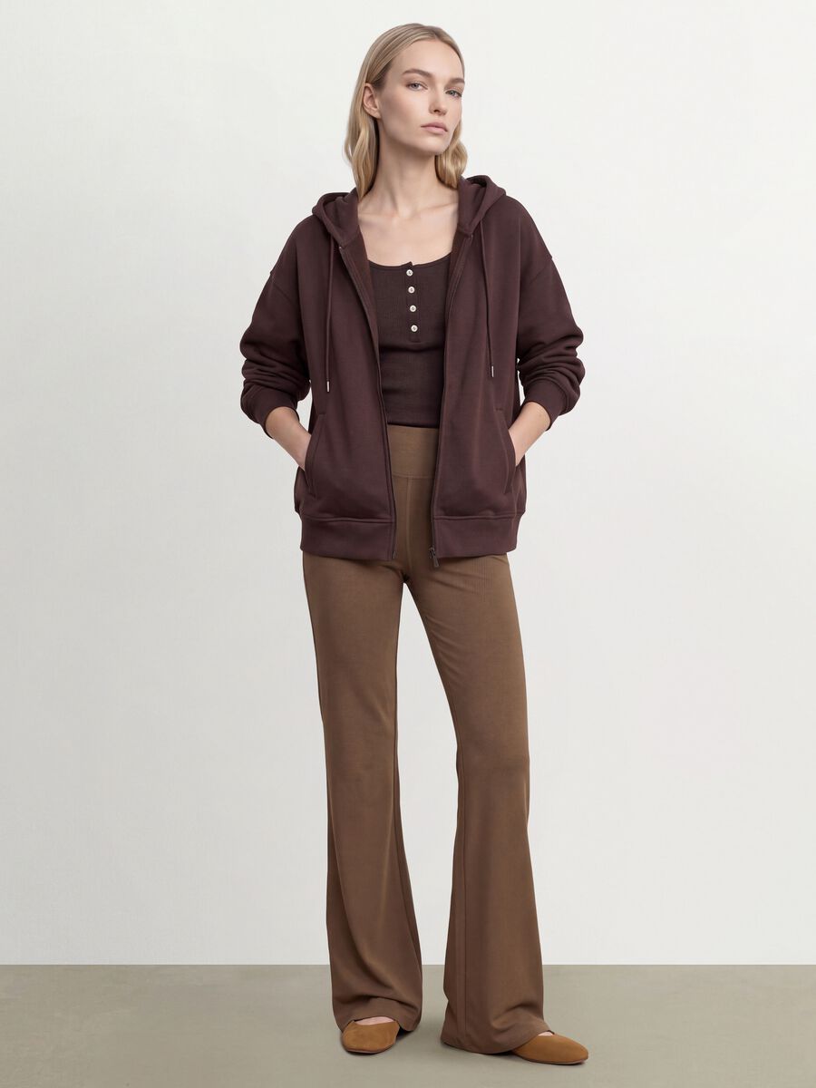Brown flare-fit leggings in stretch viscose jersey_0