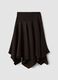 Brown midi skirt with asymmetric hem_5