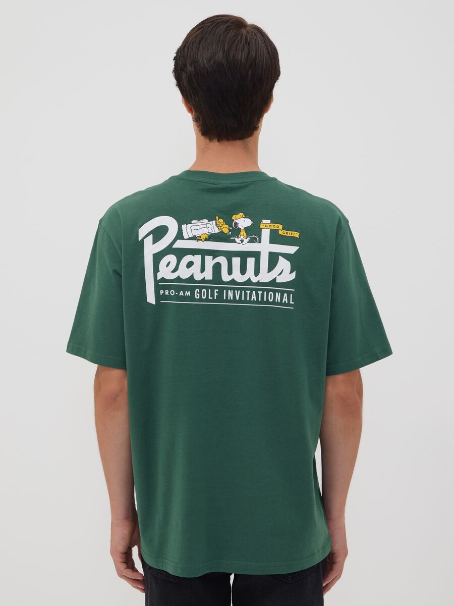 Green pure cotton Peanuts print T-shirt, relaxed fit_3