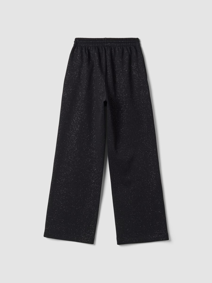 Black wide-leg cotton-blend trousers with lurex_2