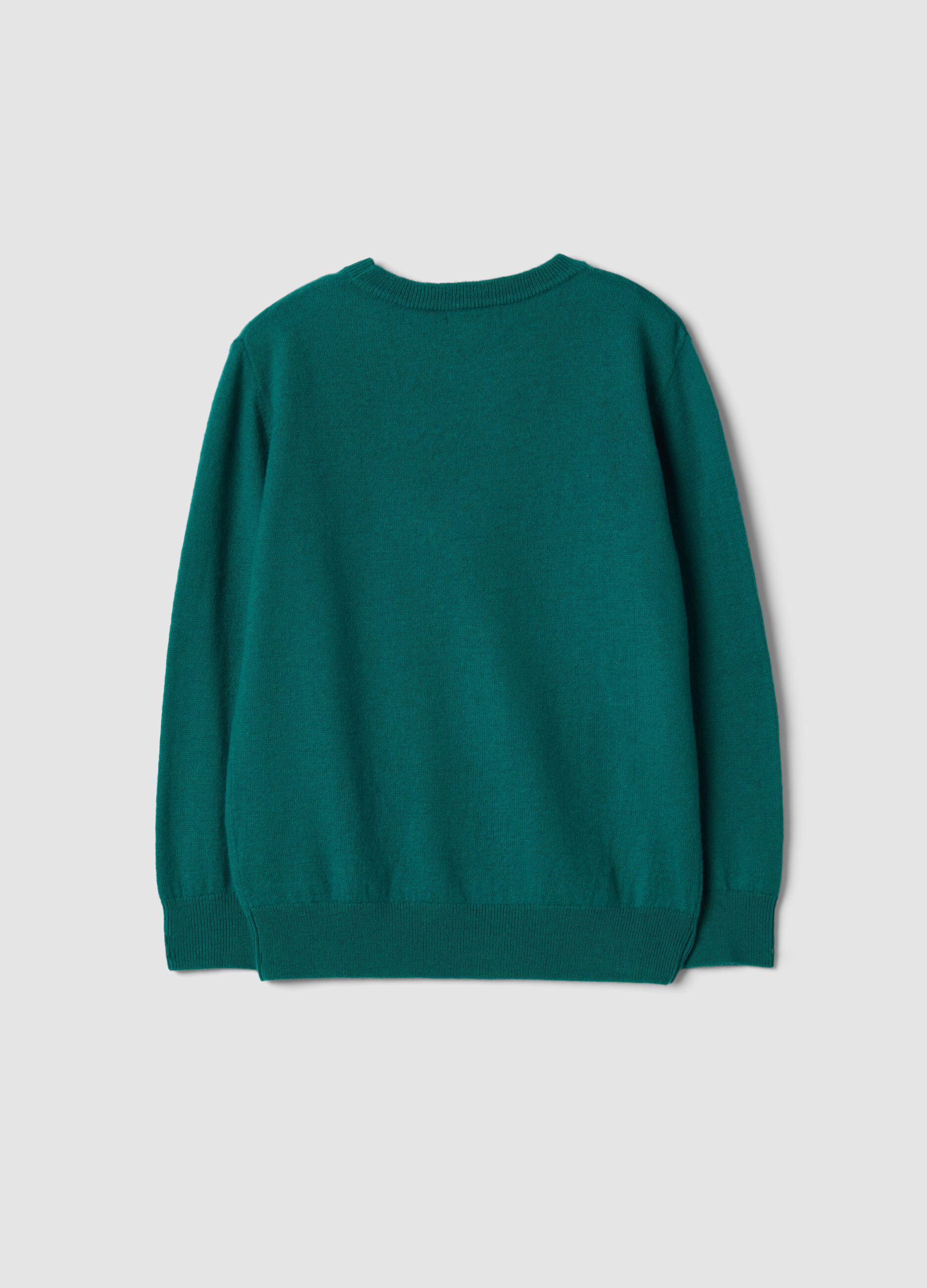 Maglia verde in pura lana a maniche lunghe regular fit