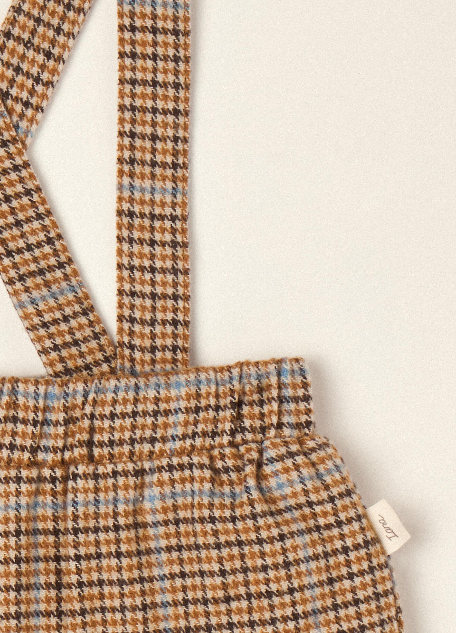 Brown checked cotton-blend trousers with braces