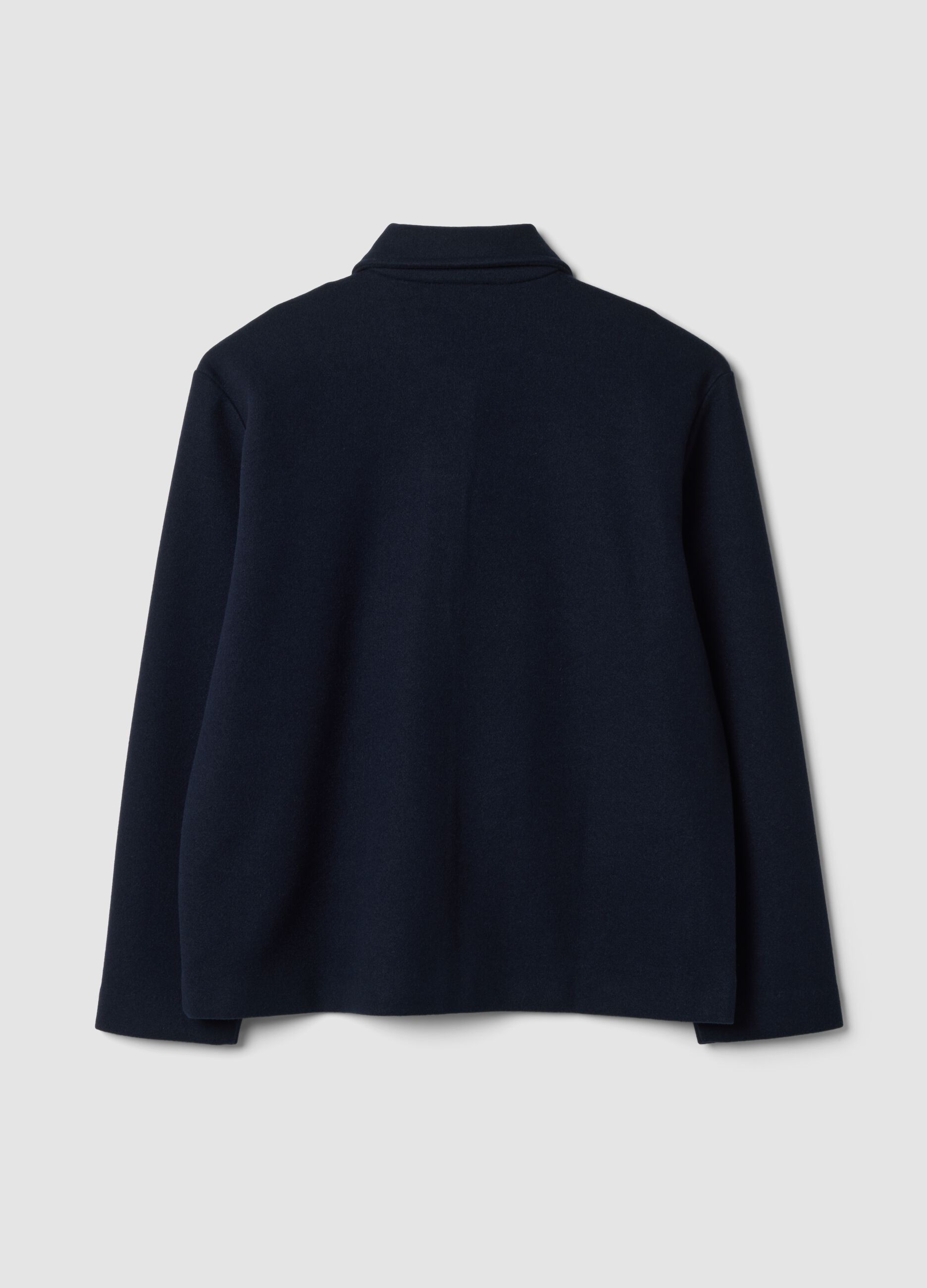 Navy blue viscose-blend jacket with crew neck, regular fit