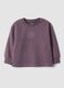 Purple crew-neck sweatshirt in pure cotton with floral print_0