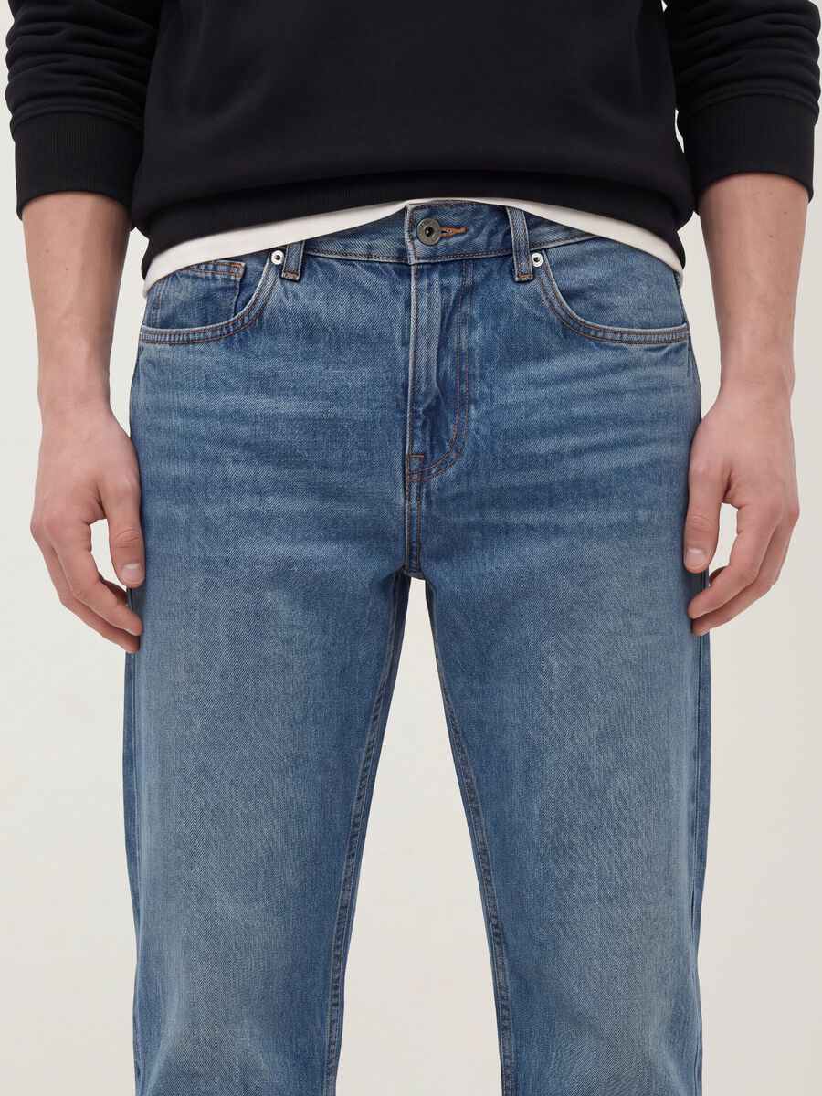 Light blue pure cotton straight-fit denim jeans_3