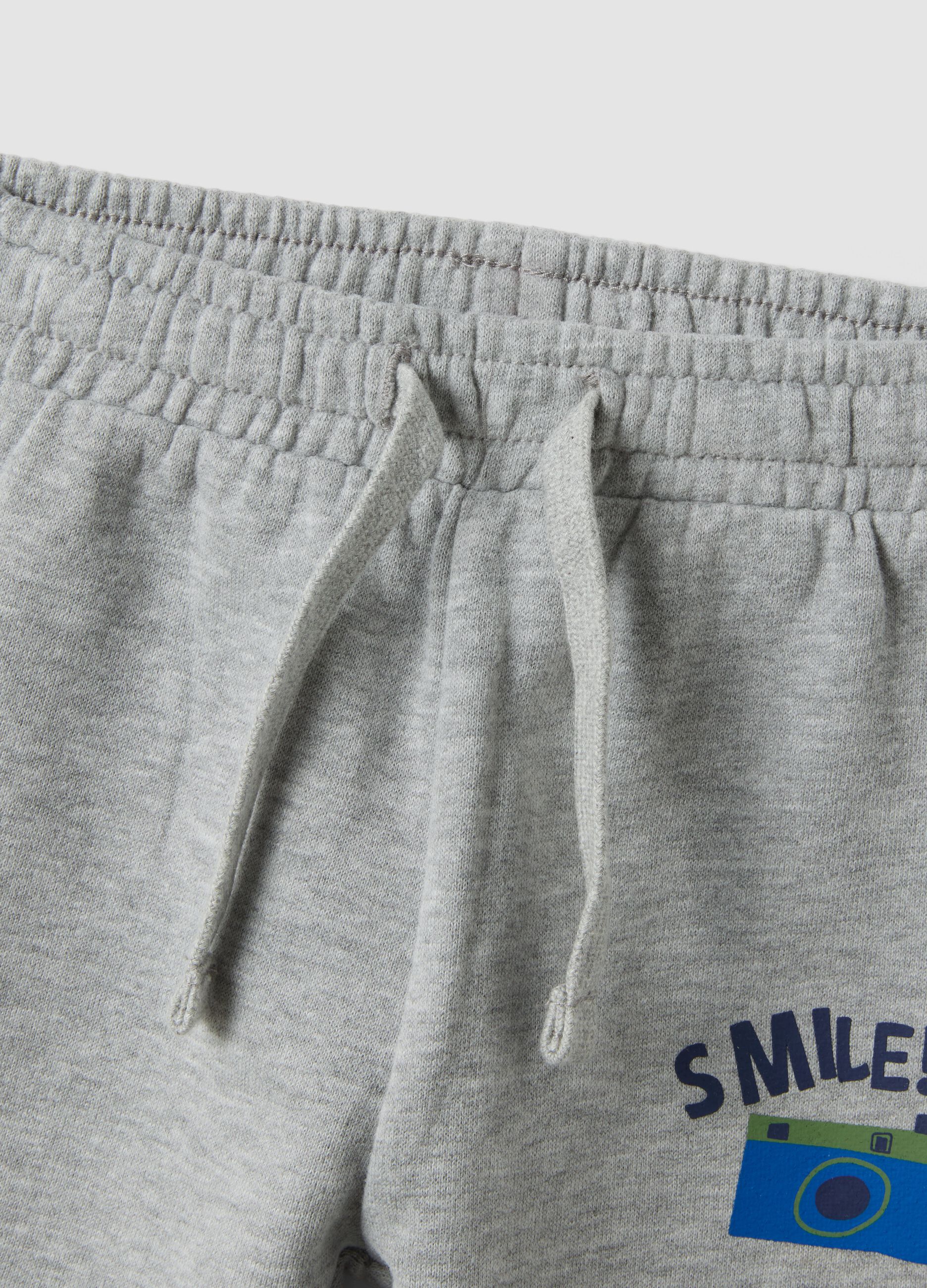Grey marl cotton and viscose jogger set with crew neck