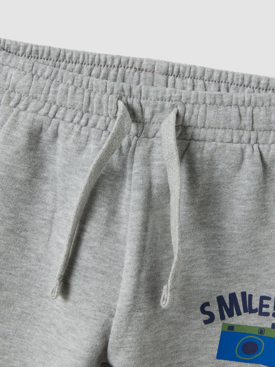 Grey marl cotton and viscose jogger set with crew neck_3