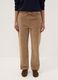 Beige ribbed stretch cotton trousers with elasticated waistband_1