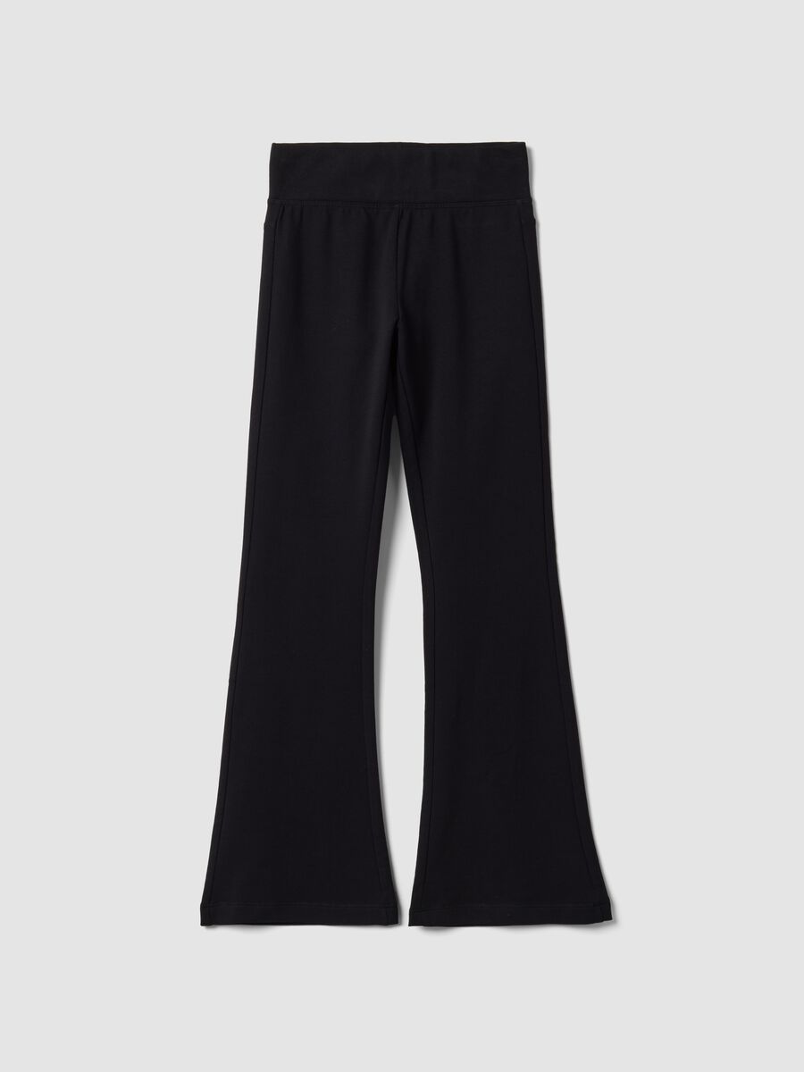 Black flared stretch organic cotton trousers for girls_3