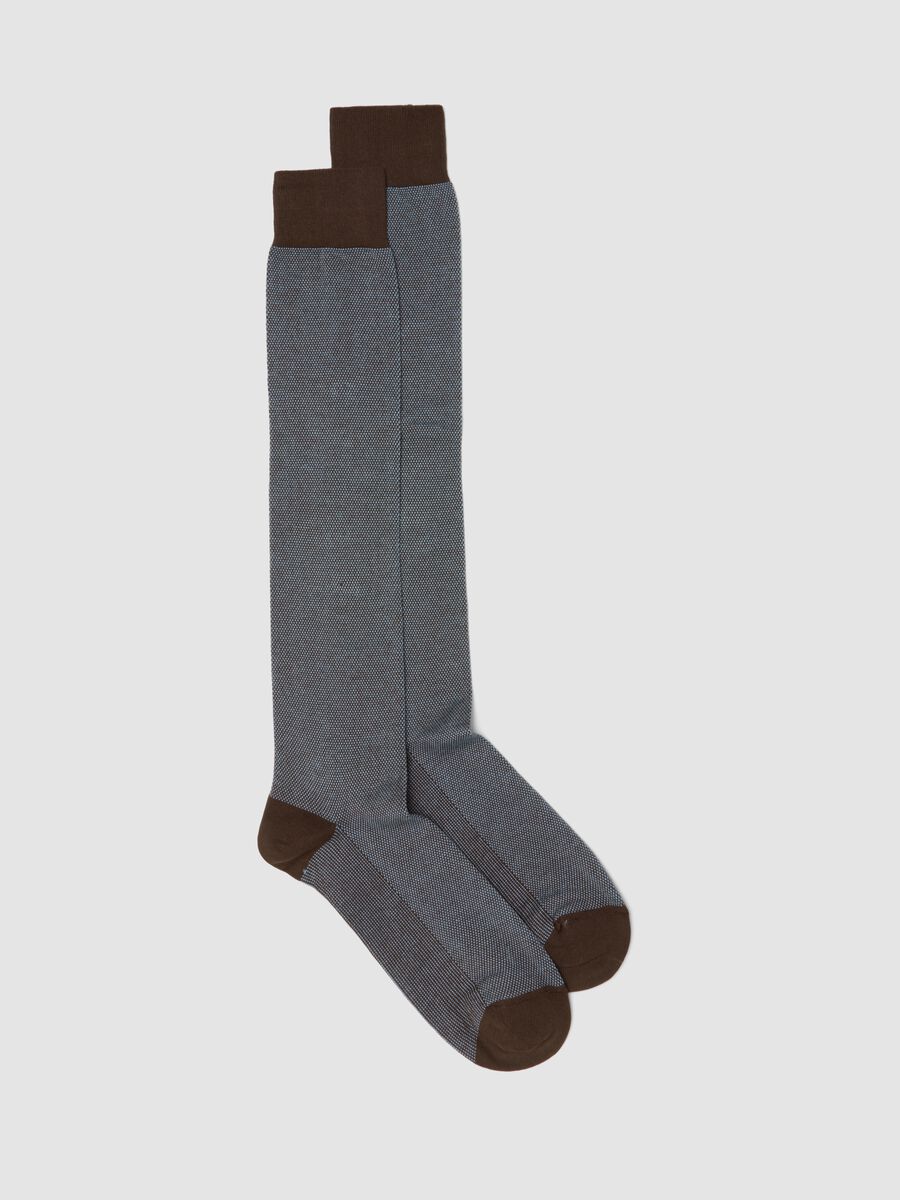 Men&rsquo;s brown long socks in stretch cotton_0