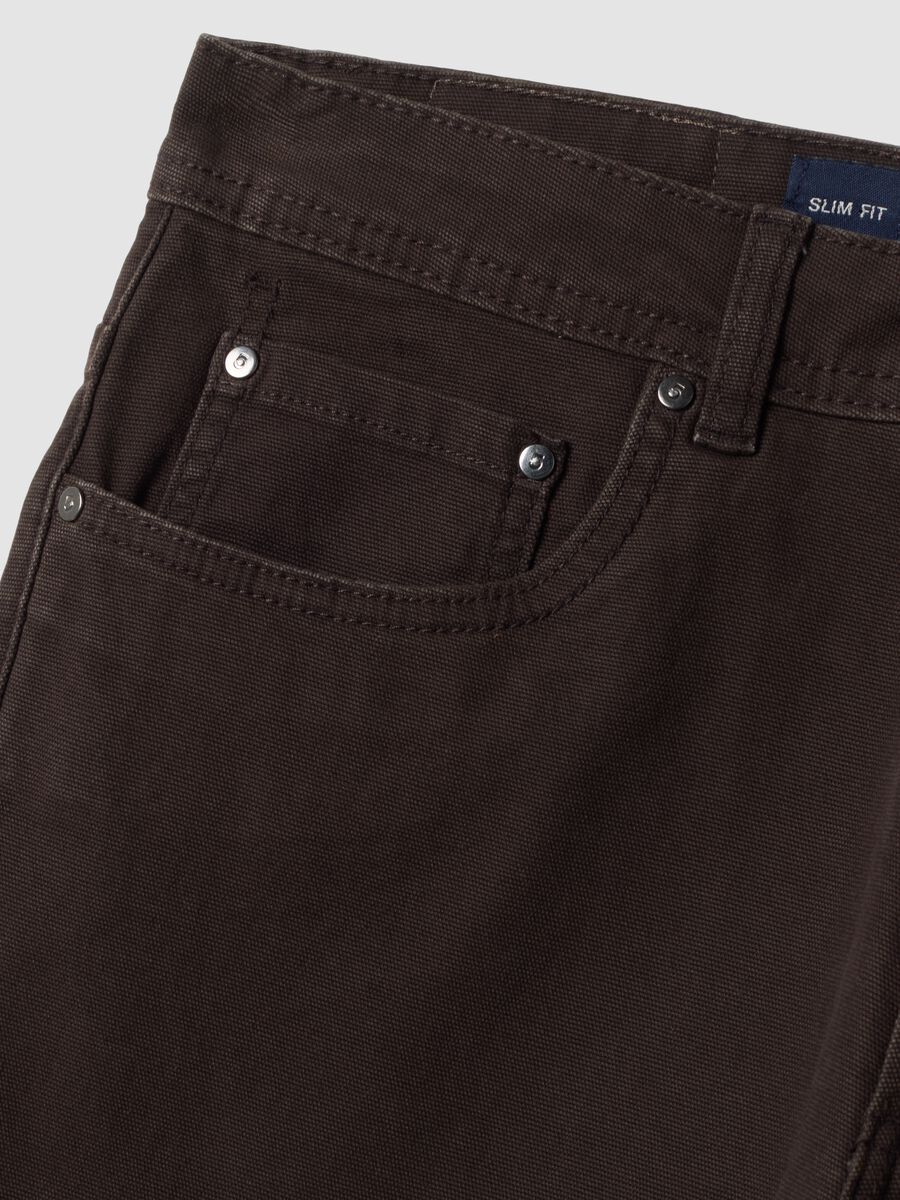 Brown slim-fit stretch cotton trousers_6