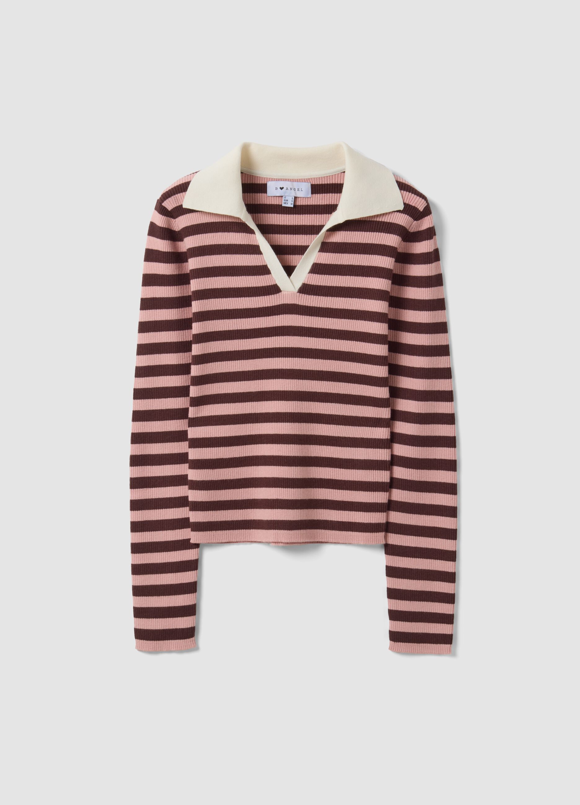 Maglia multicolor a righe in misto viscosa colletto polo fitted