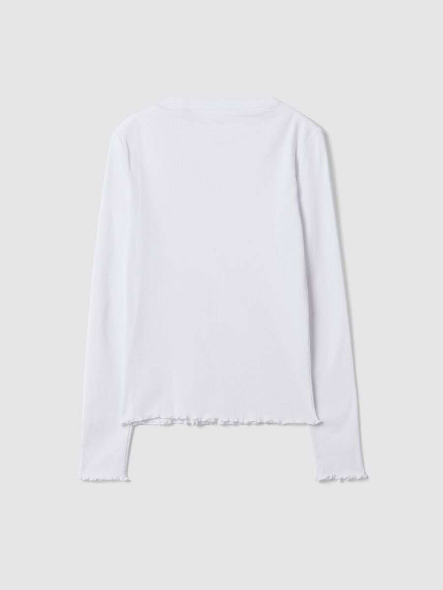White pure cotton long-sleeve crew-neck T-shirt, regular fit_6