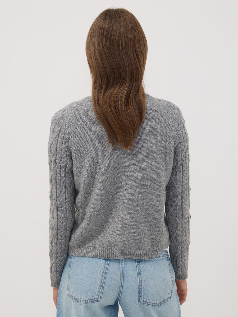 Grey cable-knit wool-blend cardigan_3