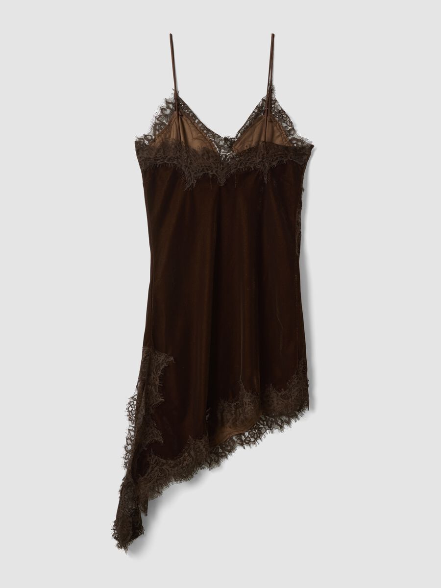 Asymmetrical brown lace dress_2