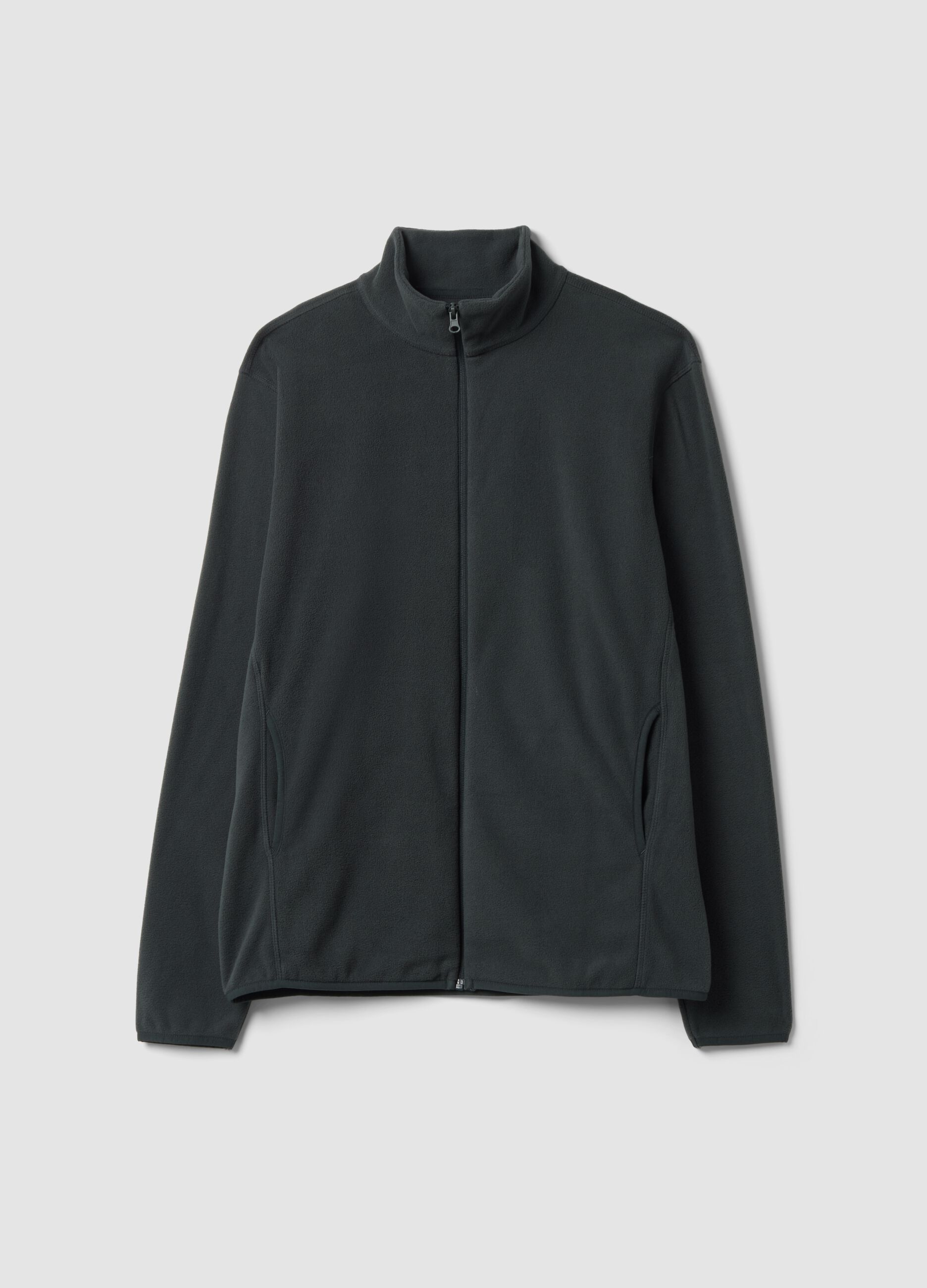 Felpa grigia con colletto e zip regular fit in pile