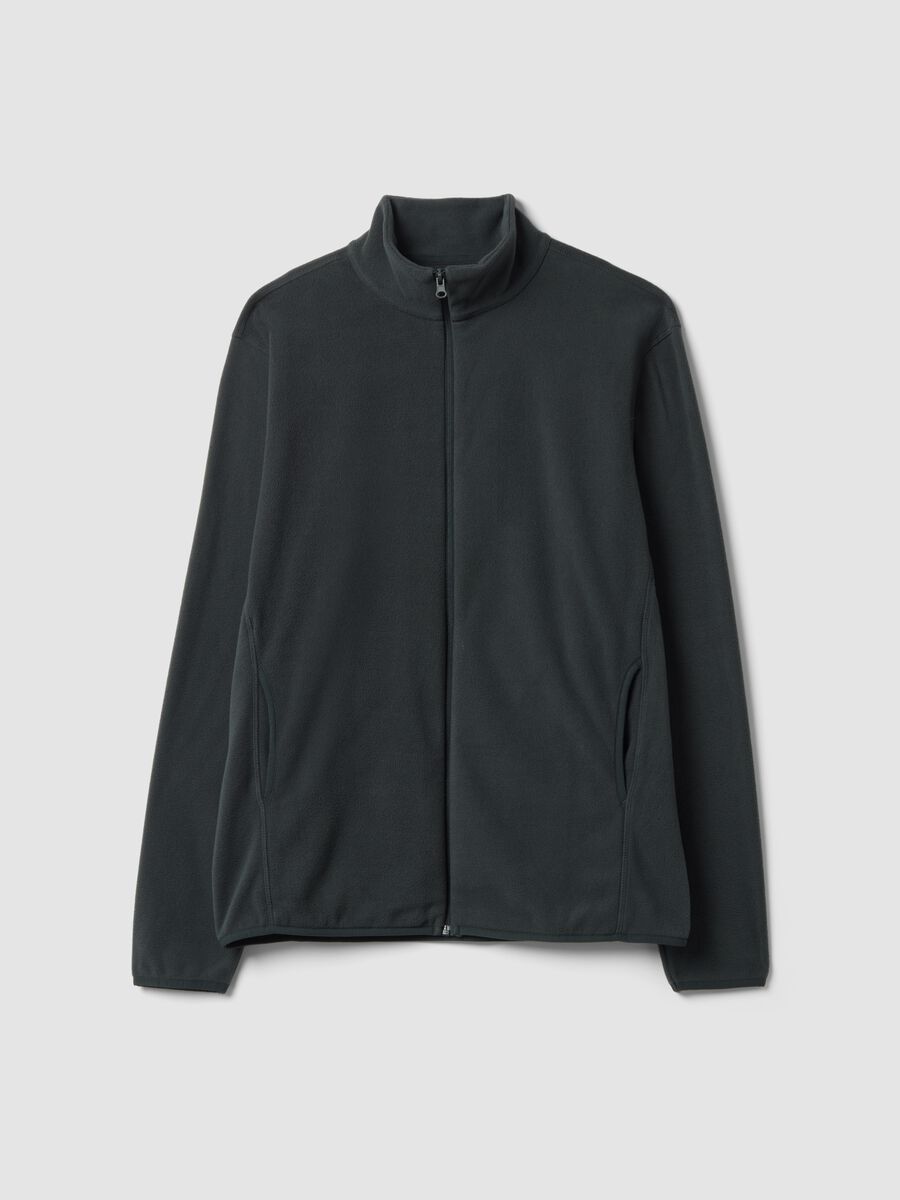 Grey fleece zip-up sweatshirt with collar, regular fit_0