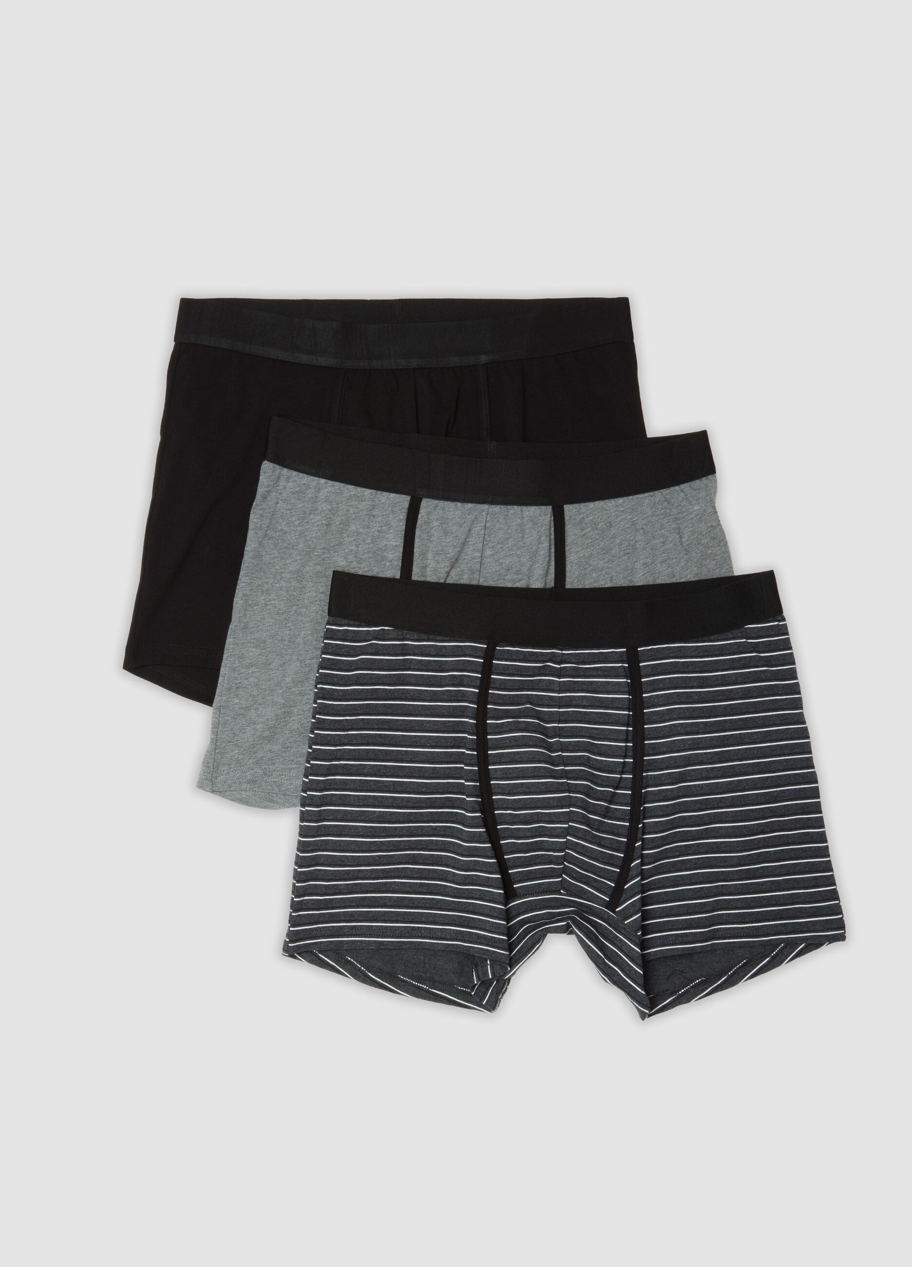 3-pack of grey midi boxer briefs in stretch organic cotton