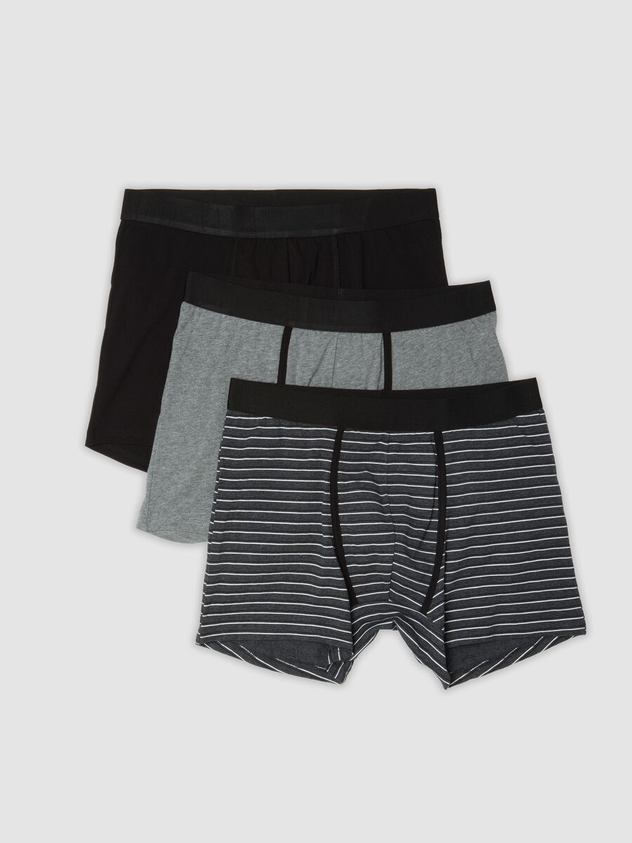 3-pack of grey midi boxer briefs in stretch organic cotton_0